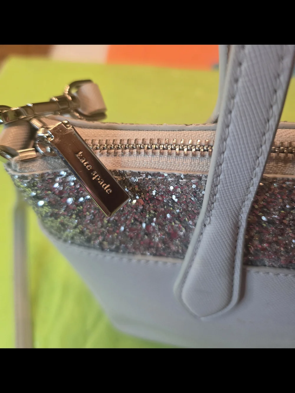 Kate Spade Flash Glitter Mixed Saffiano Satchel With Crossbody Strap Like New